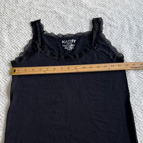 Kathy Curvy Black Lace Trim Camisole One Size - Picture 3 of 5